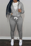 SUPER WHOLESALE | Dark Green Wholesale Sports Women Long Sleeve Zipper Hoodie Bodycon Pants Solid Color Sets LML273-7