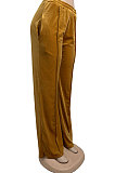 Green Simple Luxe Velvet Pure Color Casual Wide Leg Pants DN8638-5