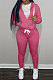 SUPER WHOLESALE | Rose Red Wholesale Sports Women Long Sleeve Zipper Hoodie Bodycon Pants Solid Color Sets LML273-8