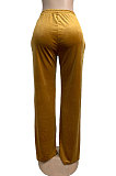 Dark Brown Simple Luxe Velvet Pure Color Casual Wide Leg Pants DN8638-1