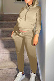 Grey Autumn Winter New Velvet Long Sleeve Hoodie Trousers Plain Color Sports Sets LML274-1