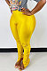 Yellow Modest New Pure Color Hem Slit Skinny Pants H1752 