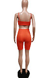 Orange Romantic Women's Condole Belt Tank&Long Sleeve Sunscreen Shirt Shorts Three Piece F88398-2