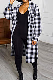 Yellow New Luxe Plaid Woolen Cloth Long Sleeve Lapel Neck Single-Breasted Long Jacket Coat H1749-2