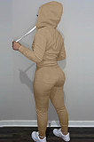SUPER WHOLESALE | Orange Wholesale Sports Women Long Sleeve Zipper Hoodie Bodycon Pants Solid Color Sets LML273-5