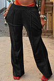 Pink Simple Luxe Velvet Pure Color Casual Wide Leg Pants DN8638-4