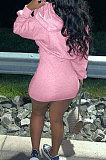 Pink Wholesale Cotton Preppy Long Sleeve Hoodie Mini Dress DN8639-2