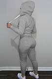 SUPER WHOLESALE |Kahki Wholesale Sports Women Long Sleeve Zipper Hoodie Bodycon Pants Solid Color Sets LML273-9