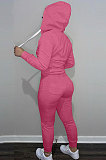 SUPER WHOLESALE | Pink Wholesale Sports Women Long Sleeve Zipper Hoodie Bodycon Pants Solid Color Sets LML273-6