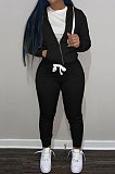 SUPER WHOLESALE | Coffee Wholesale Sports Women Long Sleeve Zipper Hoodie Bodycon Pants Solid Color Sets LML273-2
