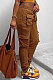 Brown Modest New Double-Sided Velvet Solid Pocket Cargo Pants DN8637-3