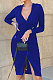 Blue Wholesale Casual Long Sleeve Deep V Neck Ruffle Slit Hooded Dress WY6854-3