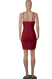 Wine Red Euramerican Backless Sexy Condole Belt Tied Hollow Out Mid Waist Tight Mini Dress WMZ2681-5