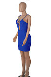 Bright Blue Euramerican Backless Sexy Condole Belt Tied Hollow Out Mid Waist Tight Mini Dress WMZ2681-6
