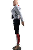 Yellow Wholesale New Multicolor Spliced Long Sleeve Zip Hoodie Jogger Pants Sport Sets W8358-1