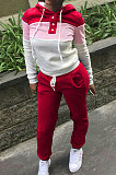 Grey Casual  Preppy Thicken Spliced Long Sleeve Hoodie Tops Jogger Pants Sport Sets W8359-1