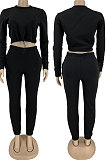 Coffee Modest New Cotton Hoody Tops Jogger Pants Plain Color Sets DN8643-2