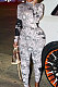 Pink White Fashion New Design Printed Long Sleeve High Neck Slim Fitting Jumpsuits YC8055