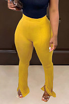 Yellow New Pure Color High Waist Flare Pants DN8640-2