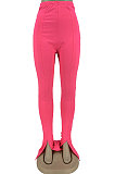 Rose Red New Pure Color High Waist Flare Pants DN8640-1