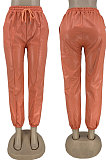 Orange Luxe Simple Pu Leather Casual Pencil Pants DN8642-5