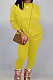 Yellow Women Long Sleeve Round Collar Pure Color Pants Sets LD86311-2