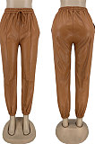 Orange Luxe Simple Pu Leather Casual Pencil Pants DN8642-5