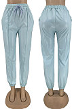Light Blue Luxe Simple Pu Leather Casual Pencil Pants DN8642-2
