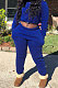 Royal Blue Modest New Cotton Hoody Tops Jogger Pants Plain Color Sets DN8643-1