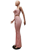 White Sexy Night Club Pure Color Zip Back Strapless Flare Pants Slim Fitting Suit CM2162-3