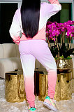 Purple Simple Gradient Printed Long Sleeve Loose Hoodie Tops Jogger Pants Sets BBN215-4