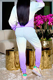 Purple Simple Gradient Printed Long Sleeve Loose Hoodie Tops Jogger Pants Sets BBN215-4