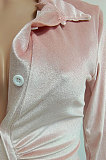 Pink Women Fashion Sexy Long Sleeve Solid Color Shirred Detail Single-Breasted Tight T Shirt/Shirt Dress DY6950-2