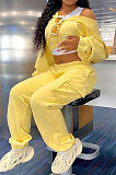 Black Women Pure Color Casual Zipper Hoodie Top Side Pocket Pants Sets DY6677-4