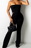 Orange Sexy Night Club Pure Color Zip Back Strapless Flare Pants Slim Fitting Suit CM2162-4