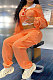 Orange Women Pure Color Casual Zipper Hoodie Top Side Pocket Pants Sets DY6677-3