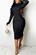 Black Sexy Euramerican Backless Sequins Bodycon Hip High Waist Midi Dress KA7213-4