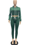 Red Lady Autumn Winter Sexy Casual Crop Hoodie Bandage Zipper Sweater And Velvet Pants Sets JP1056-4