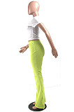 Yellow Simple New Pure Color Hole Hem Slit Bodycon Pants YMT6238-1