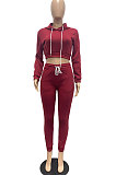 Blue Lady Autumn Winter Sexy Casual Crop Hoodie Bandage Zipper Sweater And Velvet Pants Sets JP1056-5