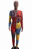 Multicolor Women Autumn Printing Sexy Pants Sets YSH86267