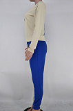 Blue Apricot Casual Women's Contarst Color Spliced Long Sleeve T-Shirts Jogger Pants Sets X9331-2