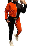 Orange Casual Women's Color Matching Long Sleeve Jogger Sports Sets HHM6533-2