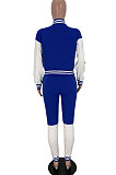 Purple Modest New Spliced Long Sleeve Cardigan Coat Trousers Sports Sets ARM8313-2