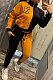 Orange Casual Women's Letter Color Matching Long Sleeve Jogger Sports Sets HHM6531-4