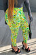 Light Green Casual Design Printed Elastic Yoga Hip Pants FH181-7