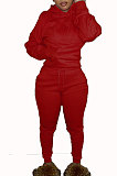 Blue Euramerican Fashion Women Solid Color Hoodie Fleece Long Sleeve Sport Pants Sets YSH86279-7