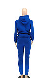 Blue Women Hoodie Drawsting Embroidered Casual Pants Sets SMY81124-2