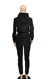 Black Women Hoodie Drawsting Embroidered Casual Pants Sets SMY81124-1