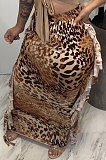 Orange Euramerican Women Leopard Printing Tassel Skirts HM5516-3
